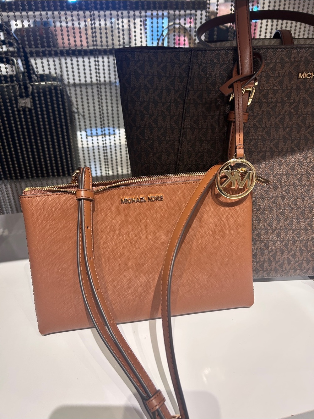 NWT👜Michael Kors Charlotte Large 3-in-1 Signature Logo Tote Bag Set Brown Work - Picture 2 of 9